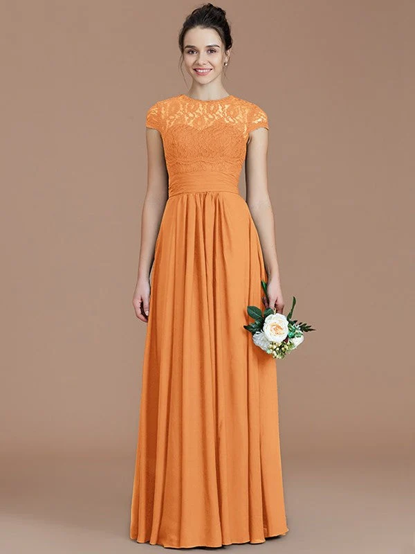 Charming Jewel Short Sleeves Lace Chiffon Bridesmaid Dresses - Image 26