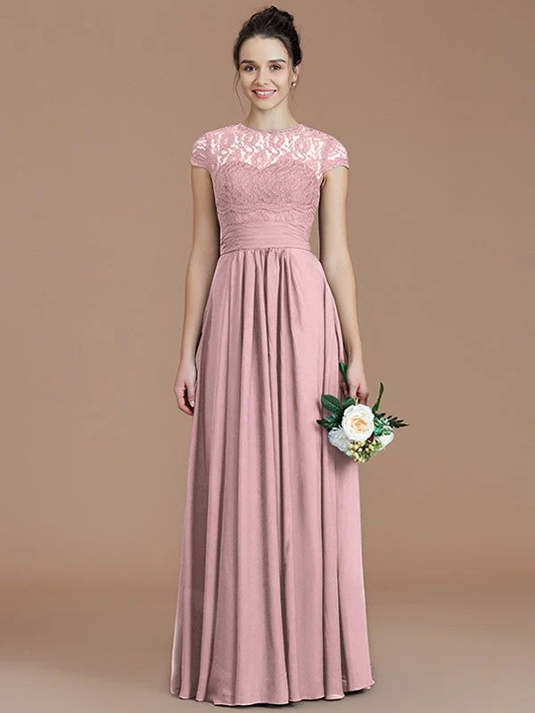 Charming Jewel Short Sleeves Lace Chiffon Bridesmaid Dresses - Image 27