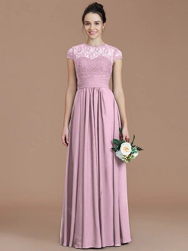 Charming Jewel Short Sleeves Lace Chiffon Bridesmaid Dresses - Image 28