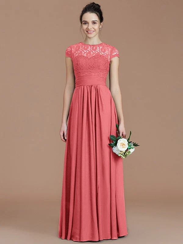 Charming Jewel Short Sleeves Lace Chiffon Bridesmaid Dresses - Image 33