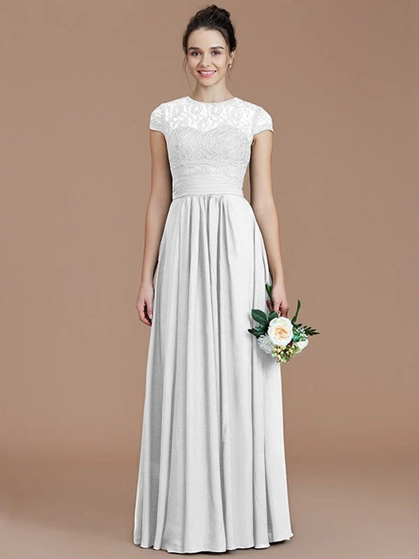 Charming Jewel Short Sleeves Lace Chiffon Bridesmaid Dresses - Image 34