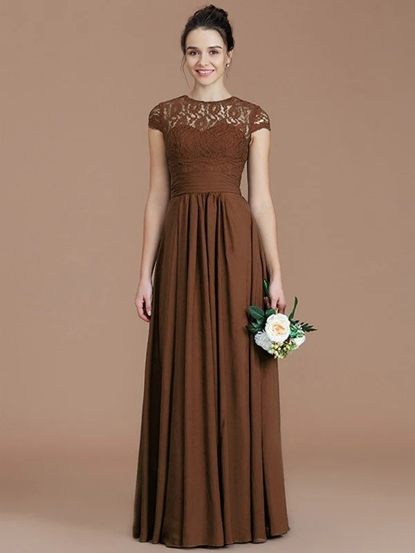 Charming Jewel Short Sleeves Lace Chiffon Bridesmaid Dresses - Image 9