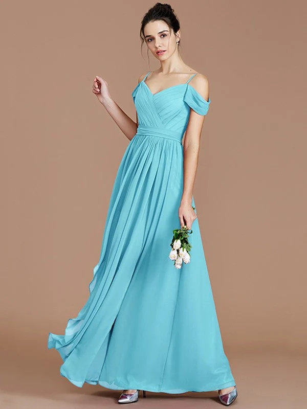 Charming Off-the-Shoulder Sleeveless Ruched Chiffon Bridesmaid Dresses - Image 10