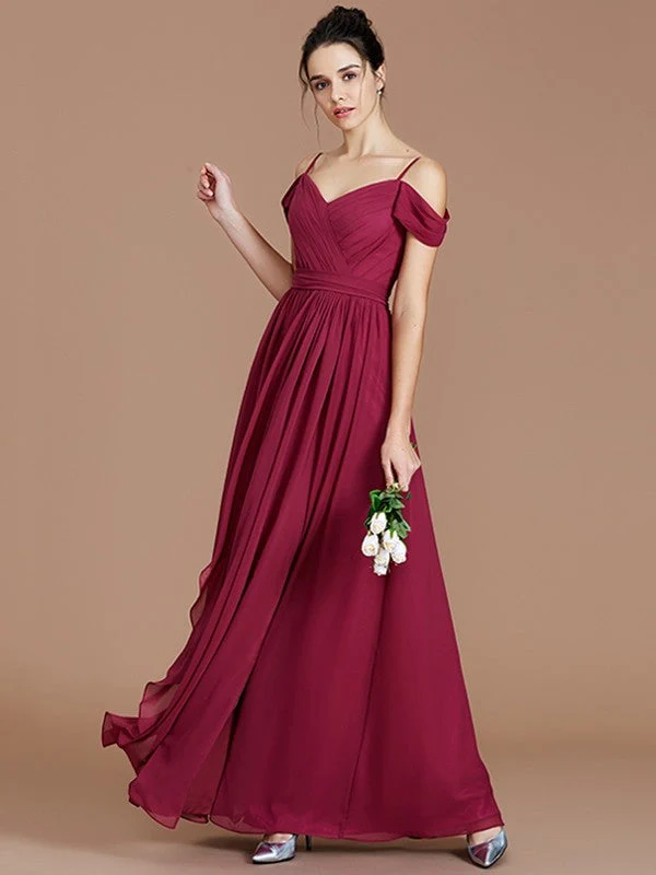Charming Off-the-Shoulder Sleeveless Ruched Chiffon Bridesmaid Dresses - Image 11