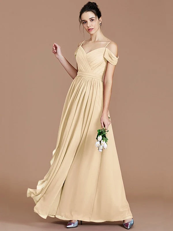 Charming Off-the-Shoulder Sleeveless Ruched Chiffon Bridesmaid Dresses - Image 12