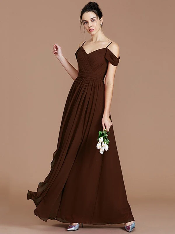 Charming Off-the-Shoulder Sleeveless Ruched Chiffon Bridesmaid Dresses - Image 13
