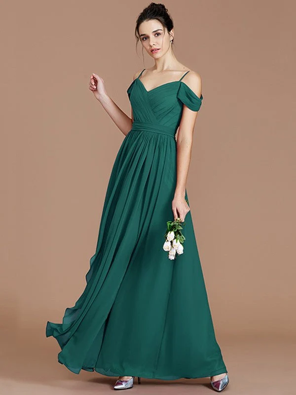 Charming Off-the-Shoulder Sleeveless Ruched Chiffon Bridesmaid Dresses - Image 15