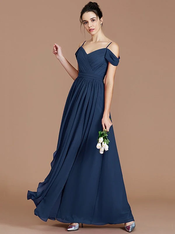 Charming Off-the-Shoulder Sleeveless Ruched Chiffon Bridesmaid Dresses - Image 16