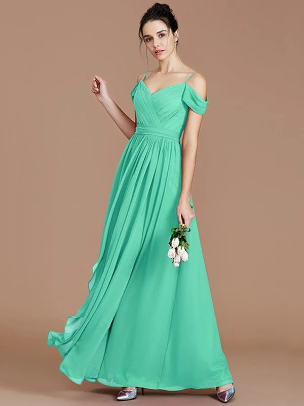 Charming Off-the-Shoulder Sleeveless Ruched Chiffon Bridesmaid Dresses - Image 21
