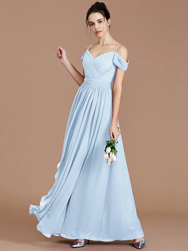 Charming Off-the-Shoulder Sleeveless Ruched Chiffon Bridesmaid Dresses - Image 24