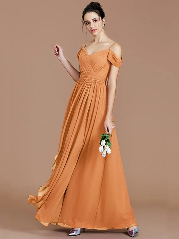 Charming Off-the-Shoulder Sleeveless Ruched Chiffon Bridesmaid Dresses - Image 26
