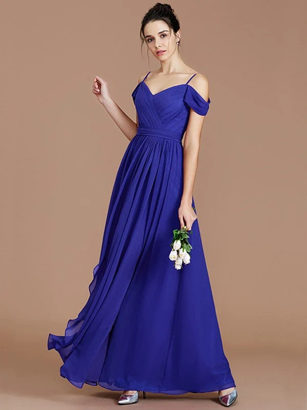 Charming Off-the-Shoulder Sleeveless Ruched Chiffon Bridesmaid Dresses - Image 31