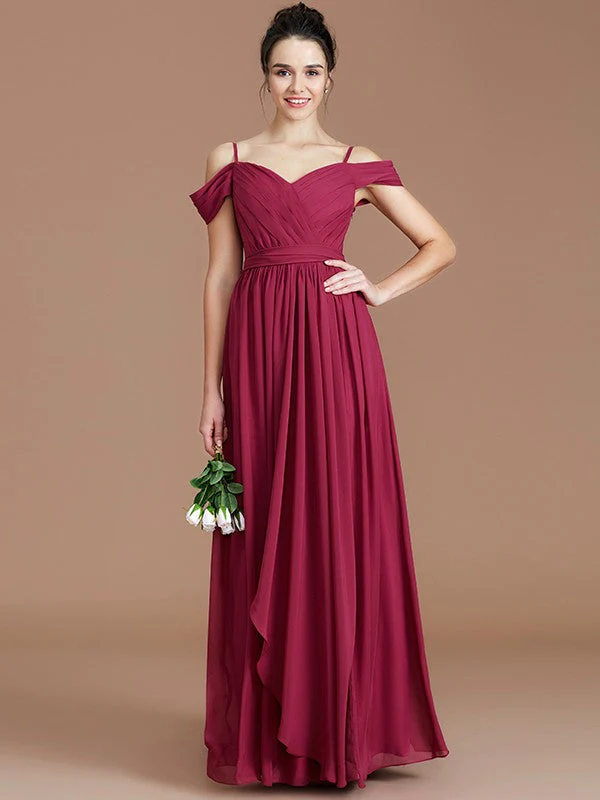 Charming Off-the-Shoulder Sleeveless Ruched Chiffon Bridesmaid Dresses - Image 6
