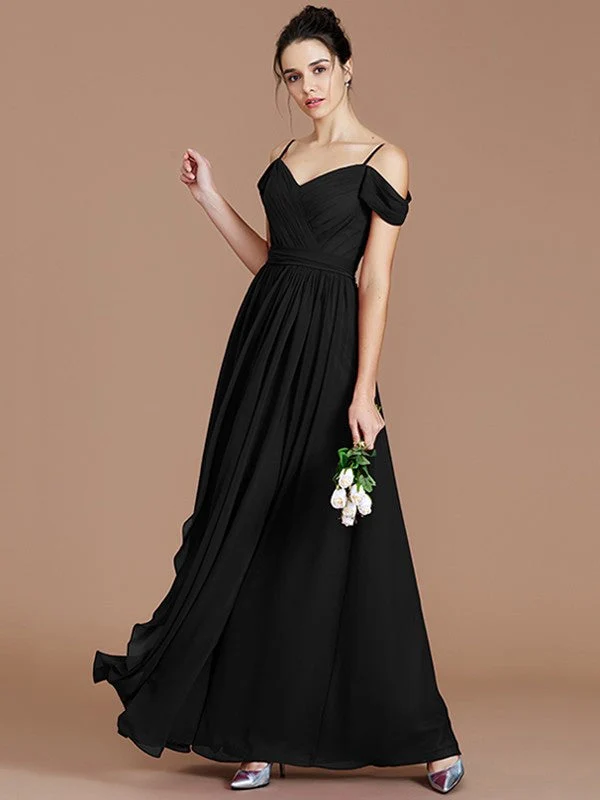 Charming Off-the-Shoulder Sleeveless Ruched Chiffon Bridesmaid Dresses - Image 8