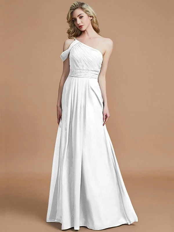 Charming One Shoulder Chiffon Sleeveless Bridesmaid Dresses - Image 31