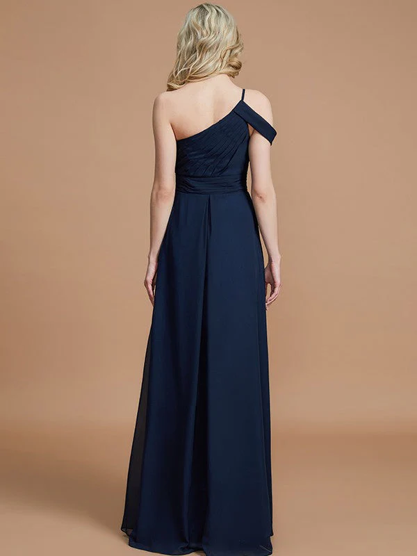 Charming One Shoulder Chiffon Sleeveless Bridesmaid Dresses - Image 35