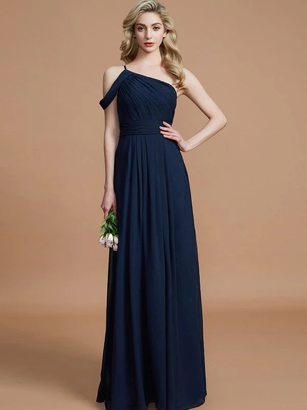 Charming One Shoulder Chiffon Sleeveless Bridesmaid Dresses - Image 6