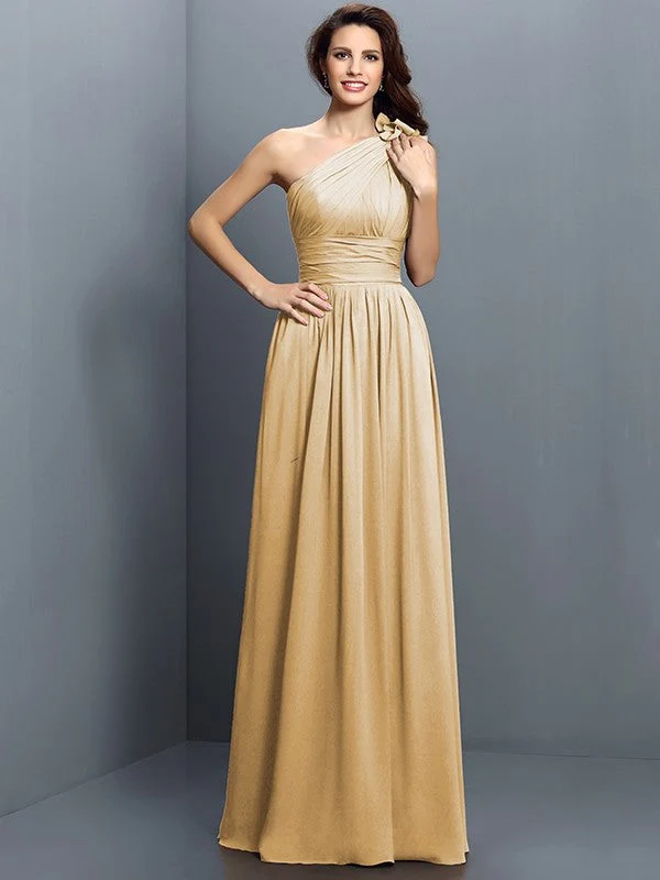 Charming One Shoulder Pleats Sleeveless Long Chiffon Bridesmaid Dresses - Image 11