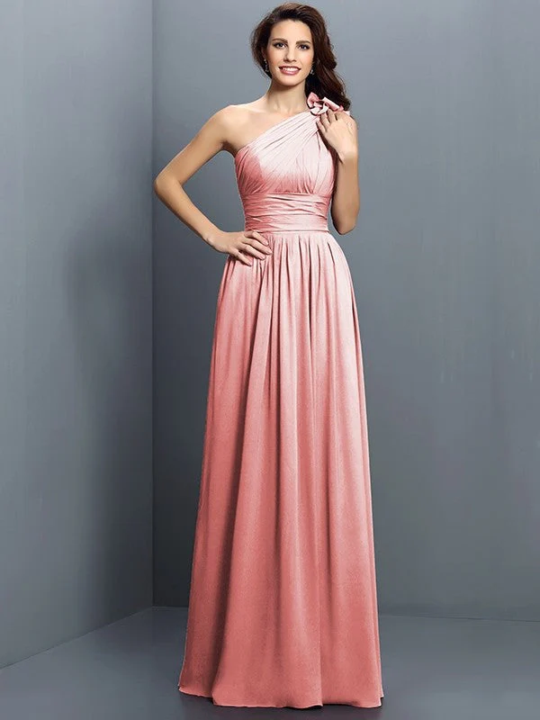 Charming One Shoulder Pleats Sleeveless Long Chiffon Bridesmaid Dresses - Image 19