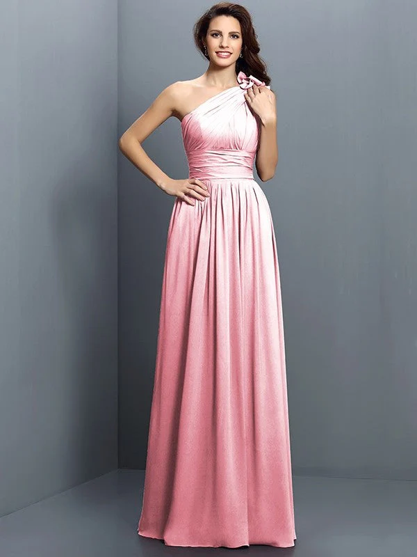 Charming One Shoulder Pleats Sleeveless Long Chiffon Bridesmaid Dresses - Image 21