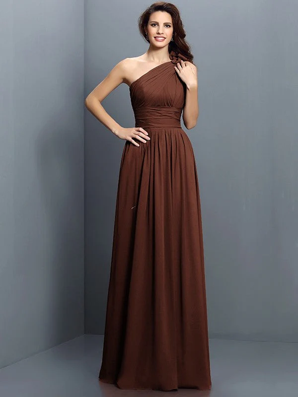 Charming One Shoulder Pleats Sleeveless Long Chiffon Bridesmaid Dresses - Image 7