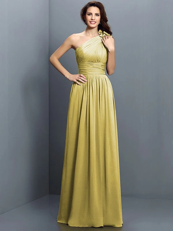 Charming One Shoulder Pleats Sleeveless Long Chiffon Bridesmaid Dresses - Image 8
