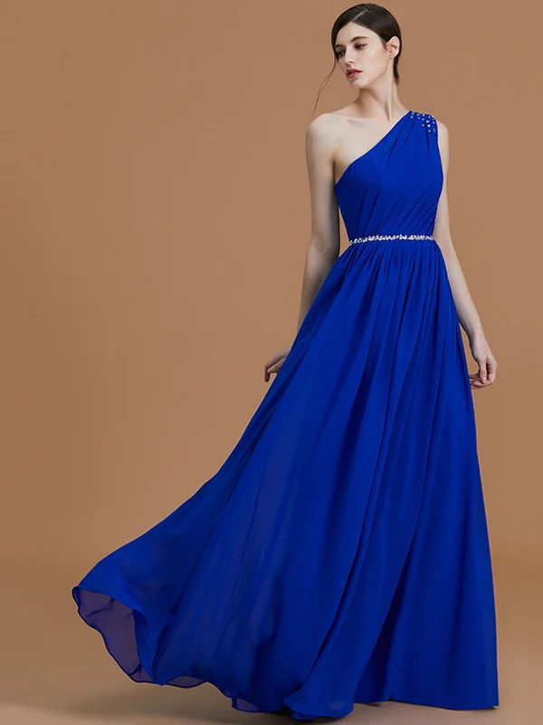 Classy Sleeveless One Shoulders Beading Chiffon Bridesmaid Dresses - Image 30