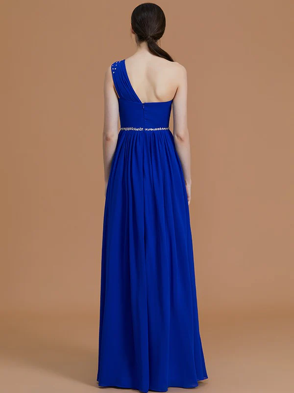 Classy Sleeveless One Shoulders Beading Chiffon Bridesmaid Dresses - Image 35