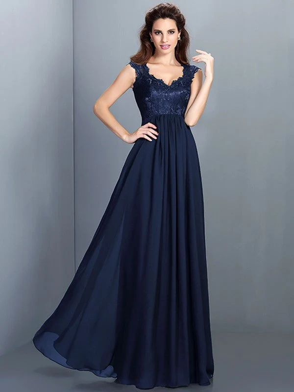 Chic Lace Sleeveless Long Chiffon Bridesmaid Dresses - Image 10