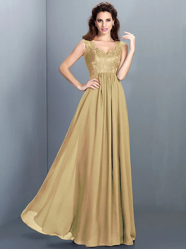 Chic Lace Sleeveless Long Chiffon Bridesmaid Dresses - Image 14