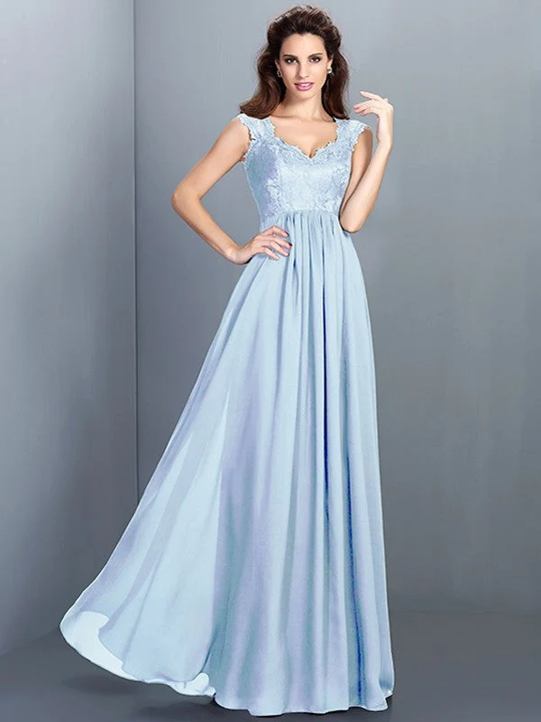 Chic Lace Sleeveless Long Chiffon Bridesmaid Dresses - Image 18