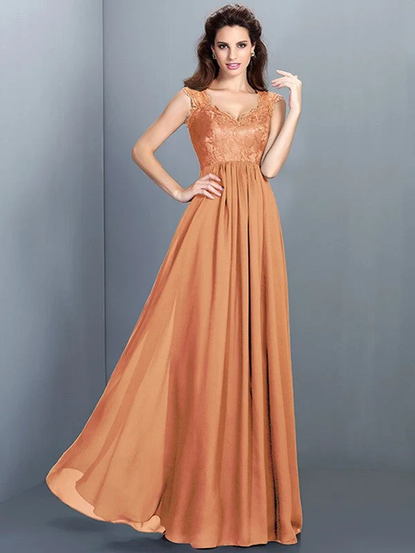Chic Lace Sleeveless Long Chiffon Bridesmaid Dresses - Image 20