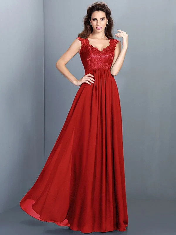 Chic Lace Sleeveless Long Chiffon Bridesmaid Dresses - Image 23