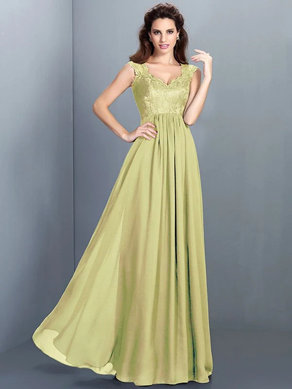 Chic Lace Sleeveless Long Chiffon Bridesmaid Dresses - Image 7