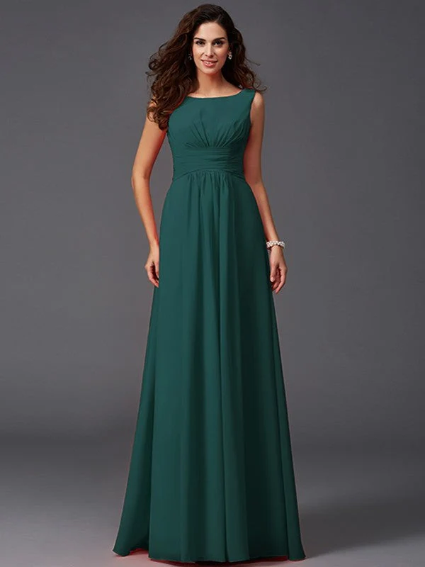 Chic Ruffles Sleeveless Long Chiffon Bridesmaid Dresses - Image 10