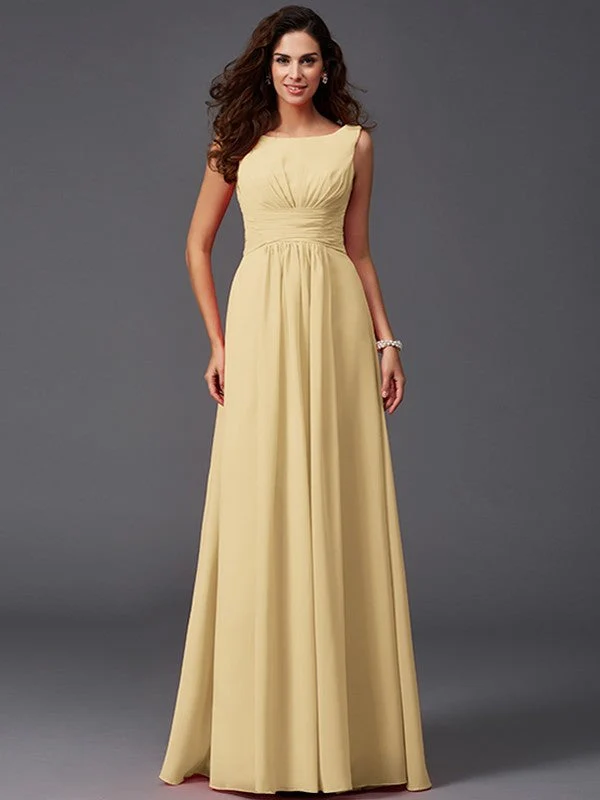 Chic Ruffles Sleeveless Long Chiffon Bridesmaid Dresses - Image 12