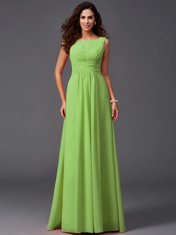 Chic Ruffles Sleeveless Long Chiffon Bridesmaid Dresses - Image 14