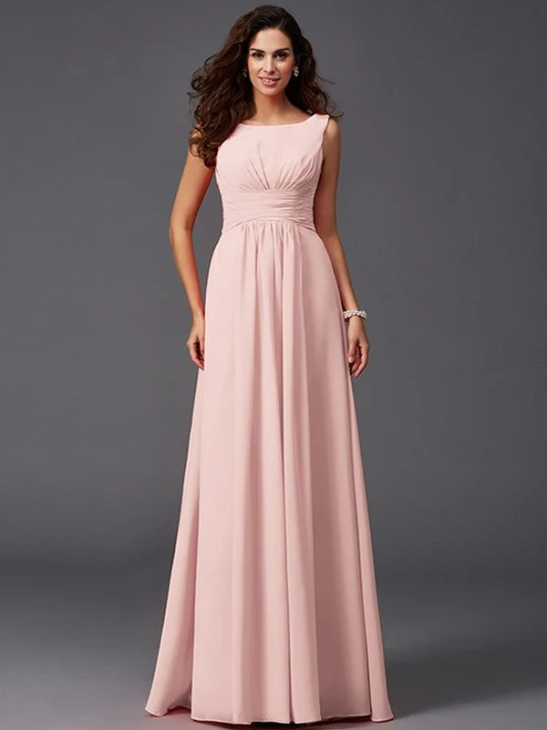 Chic Ruffles Sleeveless Long Chiffon Bridesmaid Dresses - Image 21