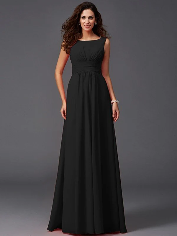 Chic Ruffles Sleeveless Long Chiffon Bridesmaid Dresses - Image 3