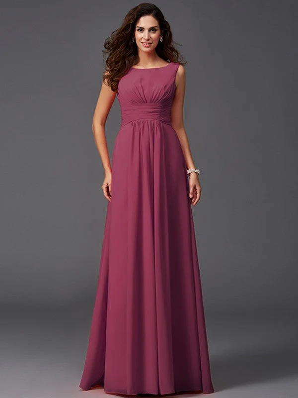 Chic Ruffles Sleeveless Long Chiffon Bridesmaid Dresses - Image 4
