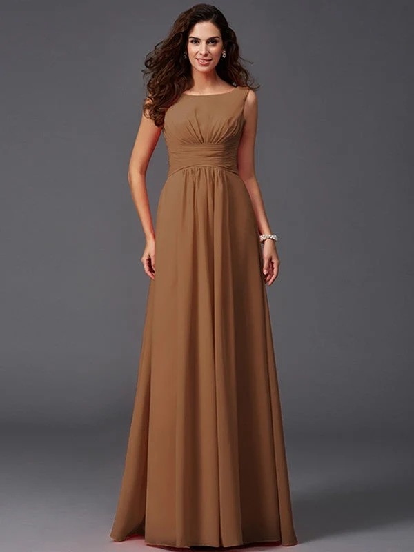 Chic Ruffles Sleeveless Long Chiffon Bridesmaid Dresses - Image 5