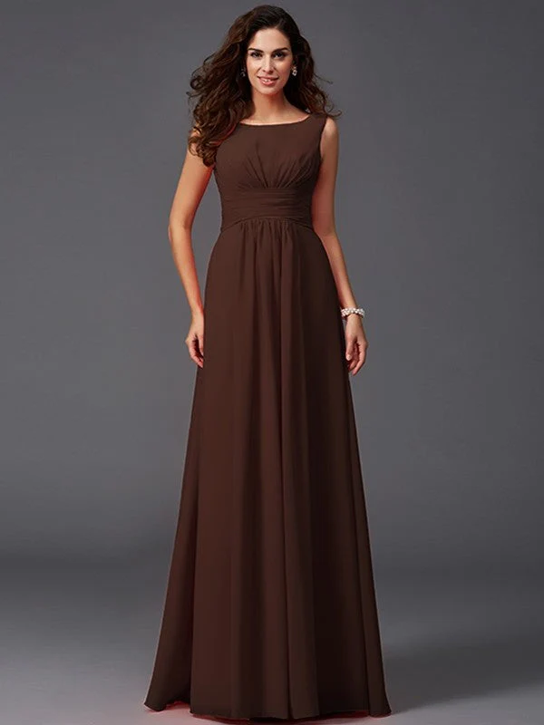 Chic Ruffles Sleeveless Long Chiffon Bridesmaid Dresses - Image 7
