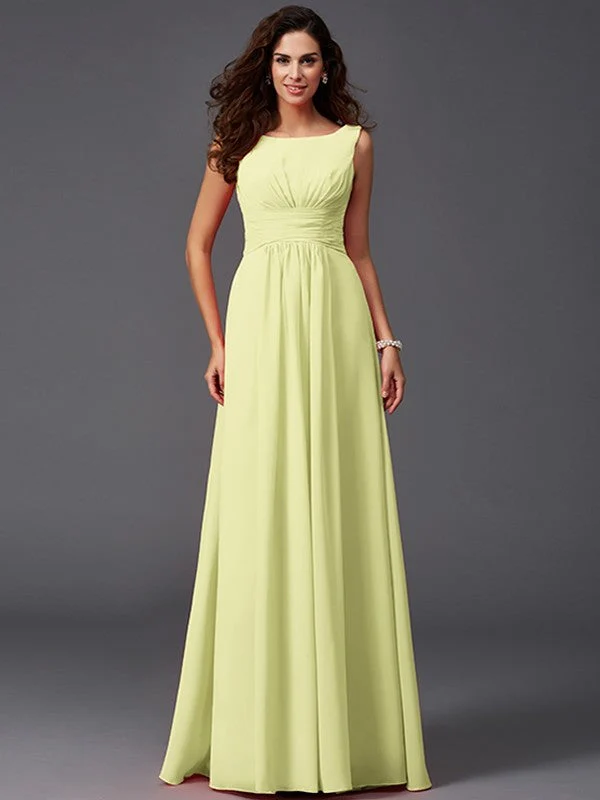Chic Ruffles Sleeveless Long Chiffon Bridesmaid Dresses - Image 8