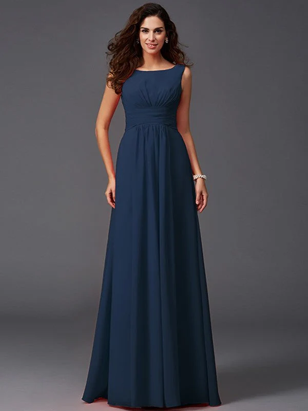Chic Ruffles Sleeveless Long Chiffon Bridesmaid Dresses - Image 9