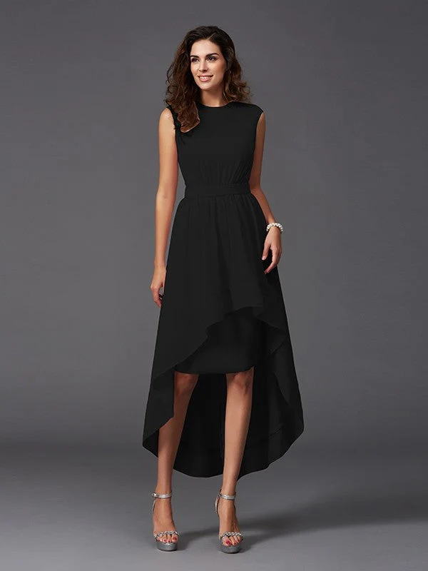 Chic Sash/Ribbon/Belt Sleeveless High Low Chiffon Bridesmaid Dresses - Image 2
