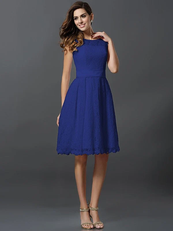 Chic Sleeveless Short Lace Bridesmaid Dresses - Image 25
