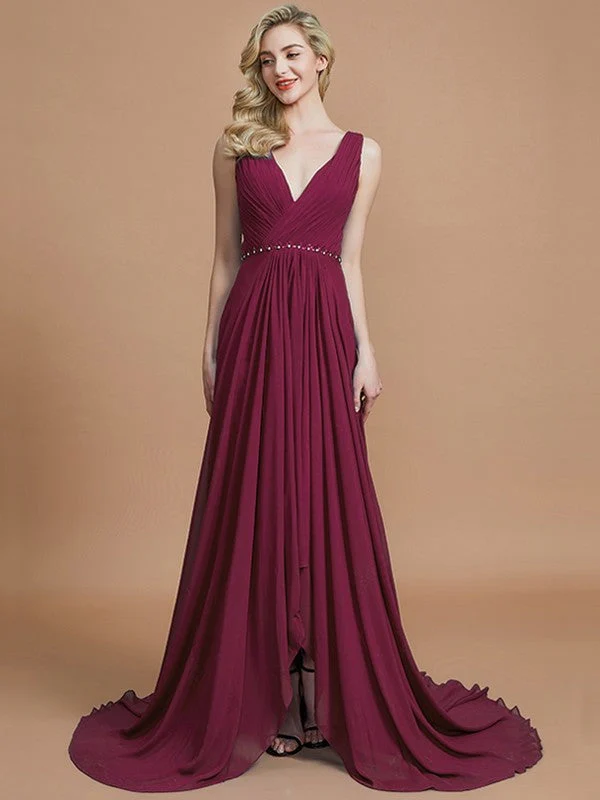 Charming Sleeveless V-neck Chiffon Bridesmaid Dresses - Image 10