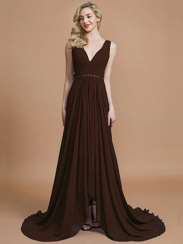 Charming Sleeveless V-neck Chiffon Bridesmaid Dresses - Image 12