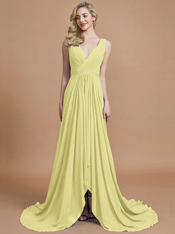 Charming Sleeveless V-neck Chiffon Bridesmaid Dresses - Image 13