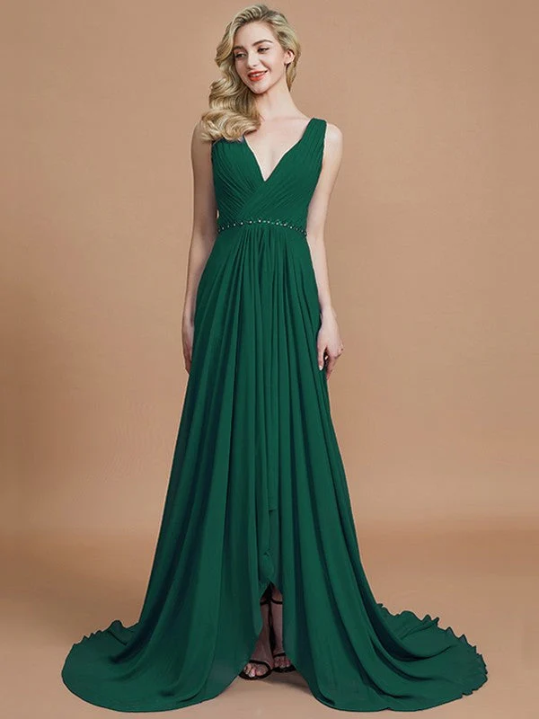 Charming Sleeveless V-neck Chiffon Bridesmaid Dresses - Image 14